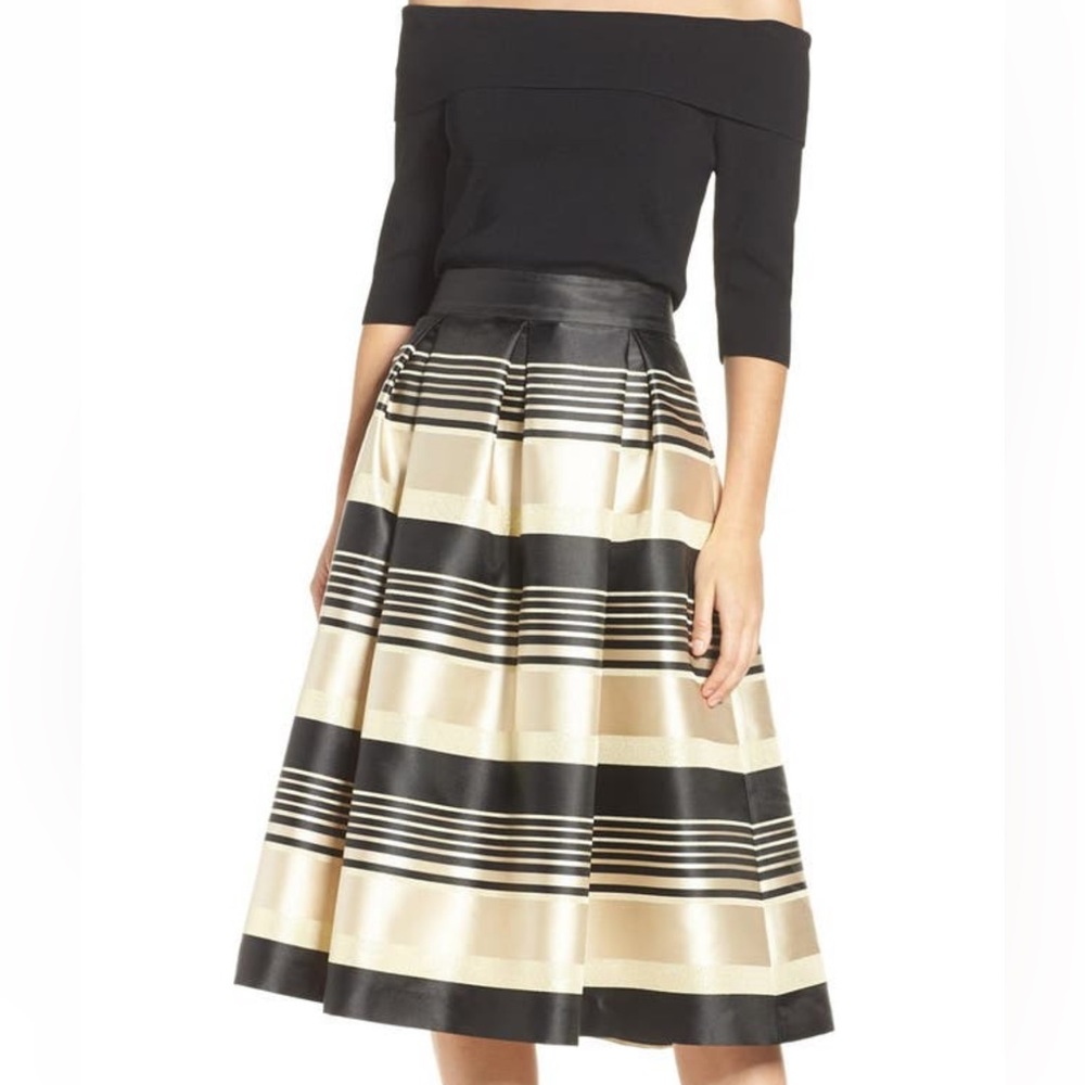 Eliza J Stripe Jacquard Midi Skirt